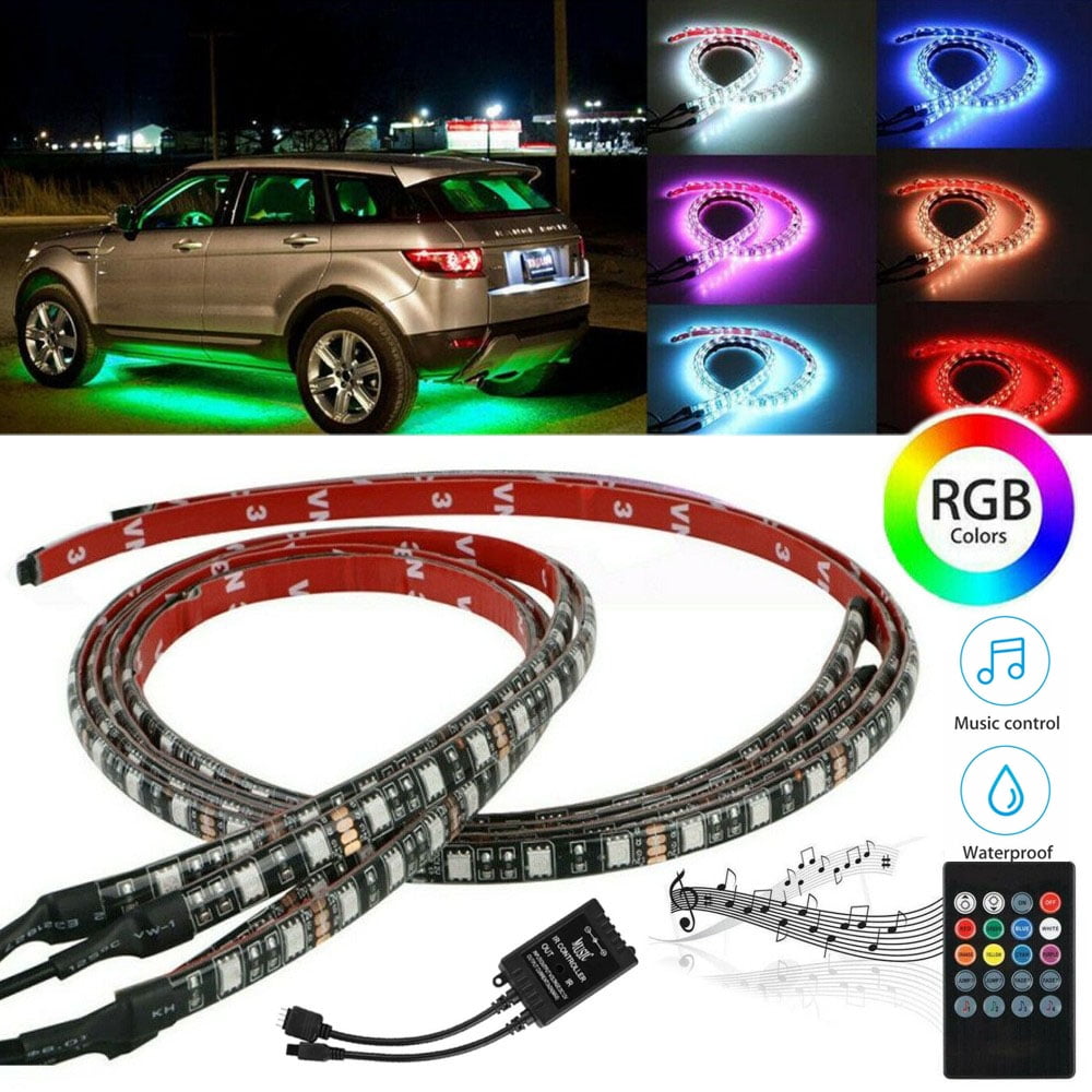 6Pcs 7 Color LED Strip Under Car Tube underglow Underbody System Neon Lights Kit 