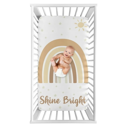 UPC: 0846480096412 | Boho Rainbow Neutral Photo Op Fitted Crib Sheet Girl Boy Unisex by Sweet Jojo Designs