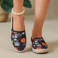 thumbnail image 6 of IEMIEMIEM Canvas Shoe for Women Halloween Cute Pumpkin Ghost Print Loafers Slip on Flat Shoes Embroidered Cloth Walking Sneakers 8.5 wide, 6 of 8