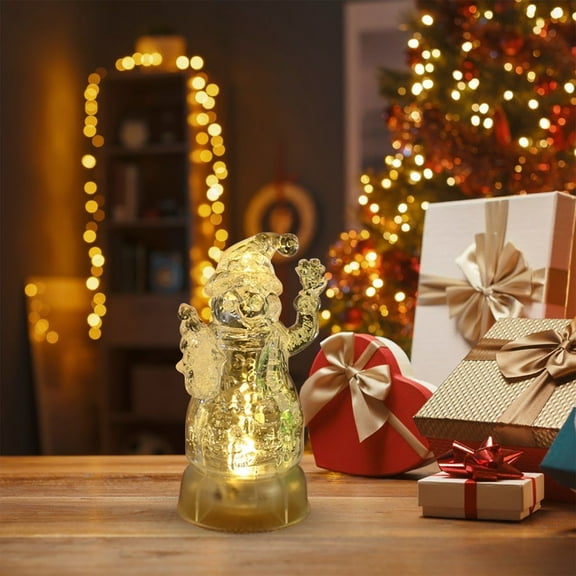 Lssam Glitter Snow Globe Christmas Tree - Lighted Mini Water Globe Lantern with Glitter, Festive Holiday Home Desktop Decor and Gift