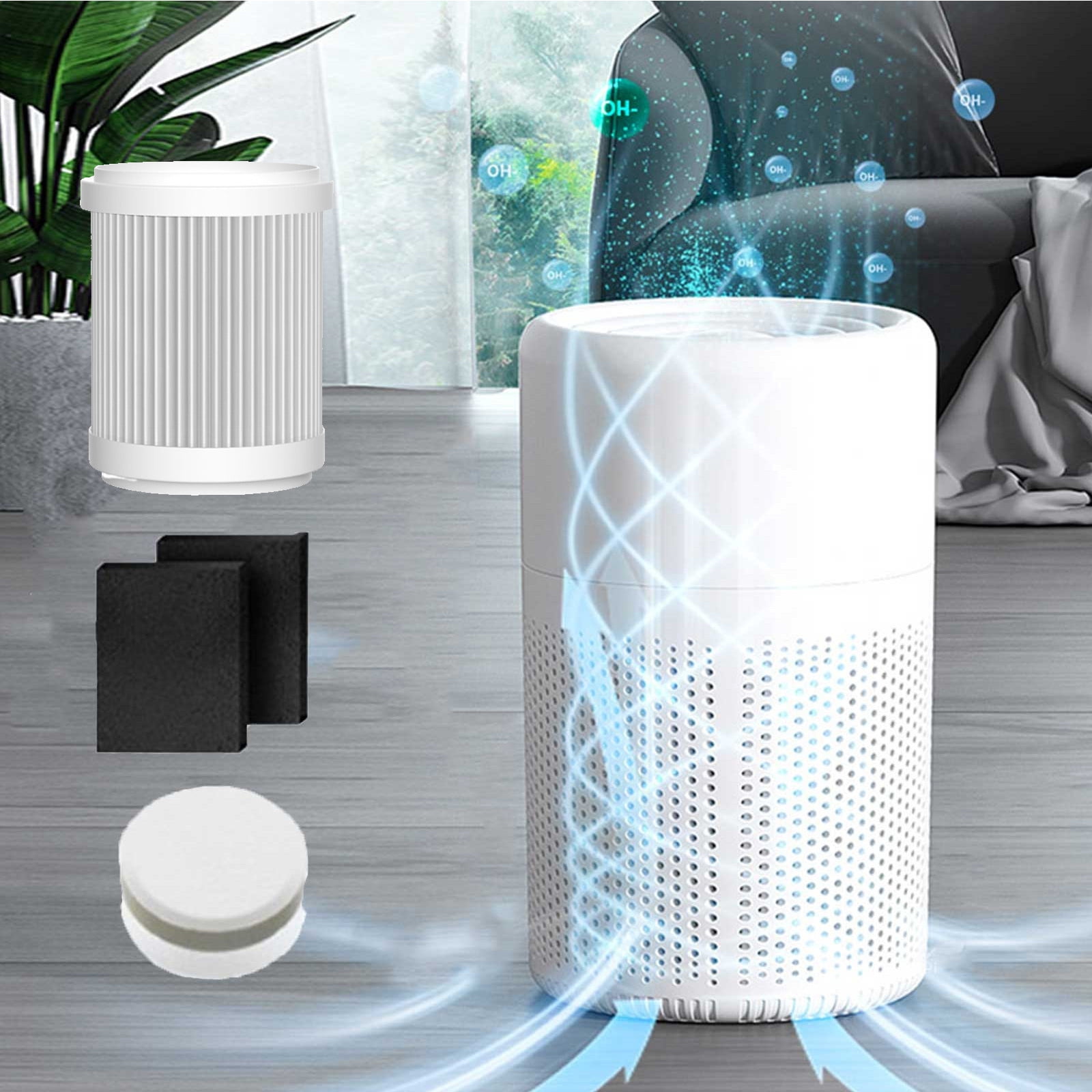Room Air Filter with Aromatherapy Sheet, USB-Powered Compact Air Purifier for Home, Office, Bedroom, Removes Dust, Pet Dander, Odors, and Improves Air Quality for Comfortable Breathing