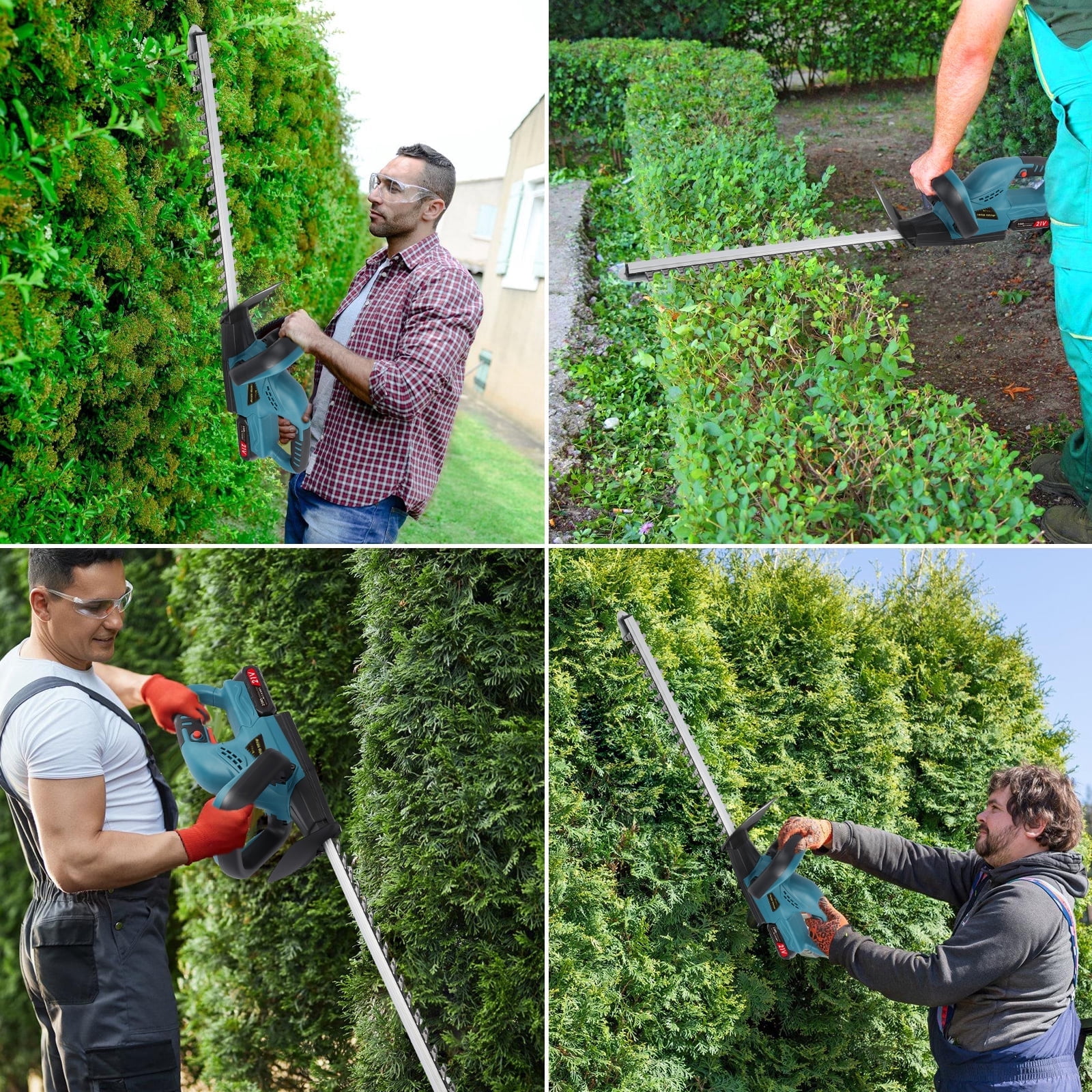 21V 20" Cordless Electric Hedge Trimmer with 2.0Ah Battery & Charger, Handheld Hedge Cutter, Grass Shrub Trimmer, Lightweight & Compact Trimmer for Garden Yard Bush & Shrub Cutting, Trimming, Pruning