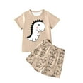 thumbnail image 2 of TrendOFT Summer Outfits Set For Boys European Filled Printed Short T Shorts Children Loose And Comfortable Kids Shorts Sets Khaki, 2 of 4