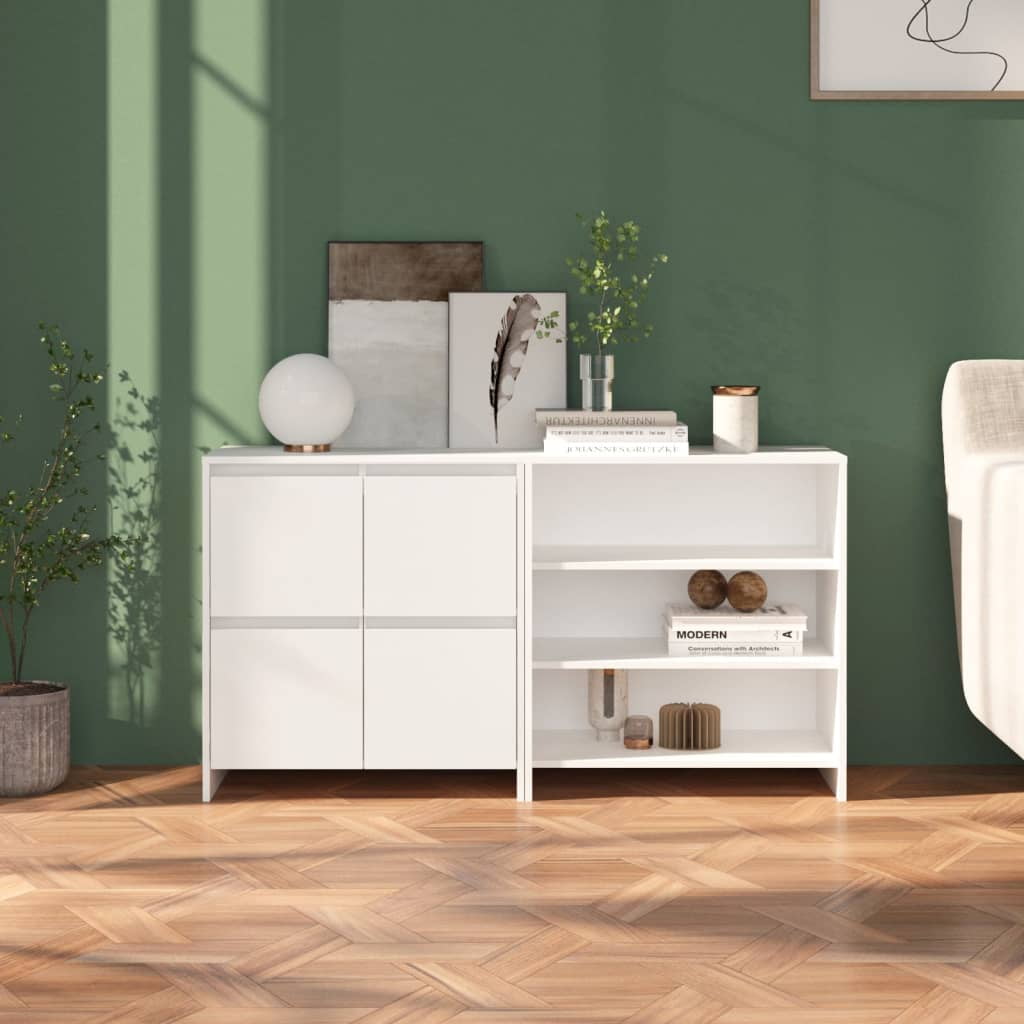 Fyydes 2 Piece Sideboard White Engineered Wood,Buffets & Sideboards