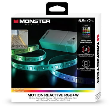 Monster Motion Activated Multi-Color/Multi-White LED Light Strip Battery Operated with Remote, 6.5 Ft