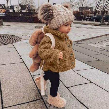 

FZM Christmas Toddler Boys Girls Coat Winter Windproof Thicken Coat Jacket Child Warm Button Outerwear Jacket With Pocket
