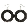 thumbnail image 1 of Black Acrylic Dangle-Earrings With Crystal Accents #LQE3330, 1 of 2