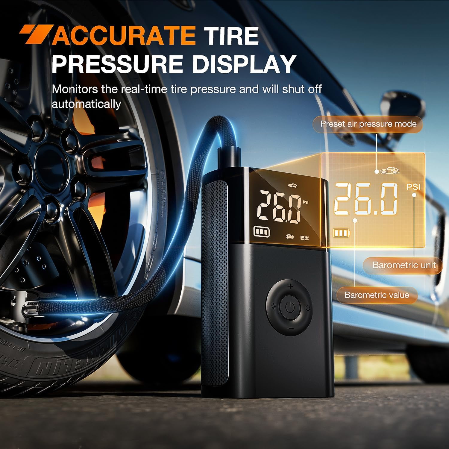 Nilight Tire Inflator Portable Air Compressor Battery Rechargeable 12V DC 150PSI Cordless Auto Shutoff w/Digital Pressure Gauge 2X Faster Inflation Pump for Car ATV UTV Bike
