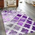 thumbnail image 3 of Purple Morocco Area Rug 3x5 FT, Non Slip Entryway Bedside Carpet, Rustic Country Smear Street Mottled Art Washable Soft Floor Carpet Indoor Mat Non-Shedding Throw Rug for Dorm Kitchen Home Office, 3 of 9