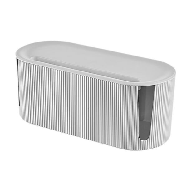 Caja organizadora de cables con tapa, estuche de transporte, regleta de escritorio blanco
