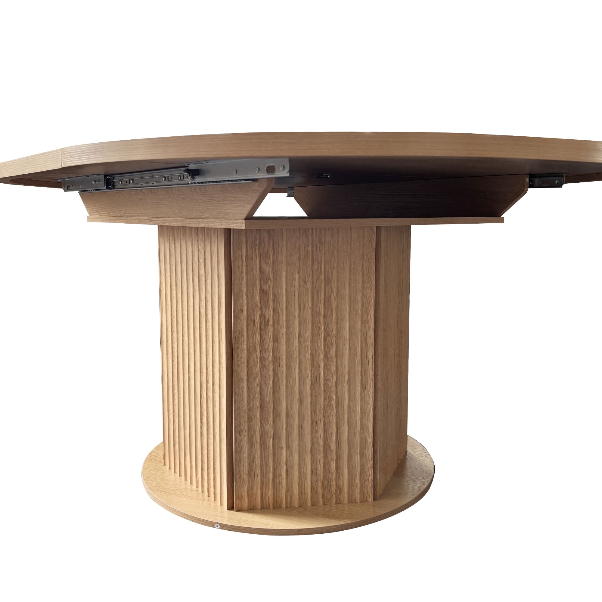 MAYEERTY Expandable Round Dining Table for 4 to 6 Adults, Extendable Kitchen Dinner Table with Removable Leaf, for Home Dining Room, Family Party, Apartment Furniture