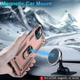 thumbnail image 6 of Compatible for iPhone 12 Case, iPhone 12 Pro Case with HD Screen Protector, Military-Grade Shockproof Protective Phone Case with Magnetic Kickstand Ring for iPhone 12/12 Pro, Rose Gold, 6 of 15
