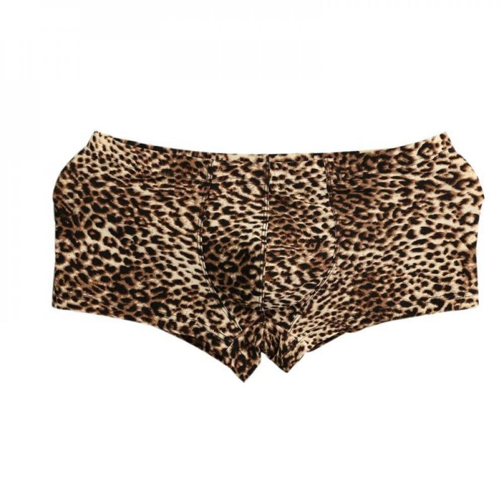 Men Leopard Breathable Boxer Briefs Pouch Underwear Shorts Trunks Underpants US