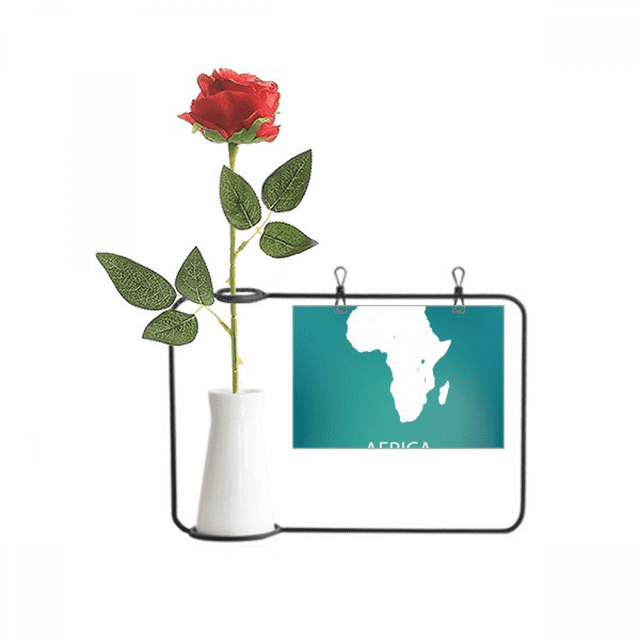 Africa Continent Outline Outline Map Artificial Rose Flower Hanging Vases Decoration Bottle