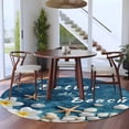 thumbnail image 4 of Life Is Better At The Beach Round&nbsp;Area Rug&nbsp;5 ft Summer Ocean Starfish Flower Seashell Washable Rugs for Living Room, Non Slip Soft Carpet for Bedroom Entryway Dining Room, 4 of 9