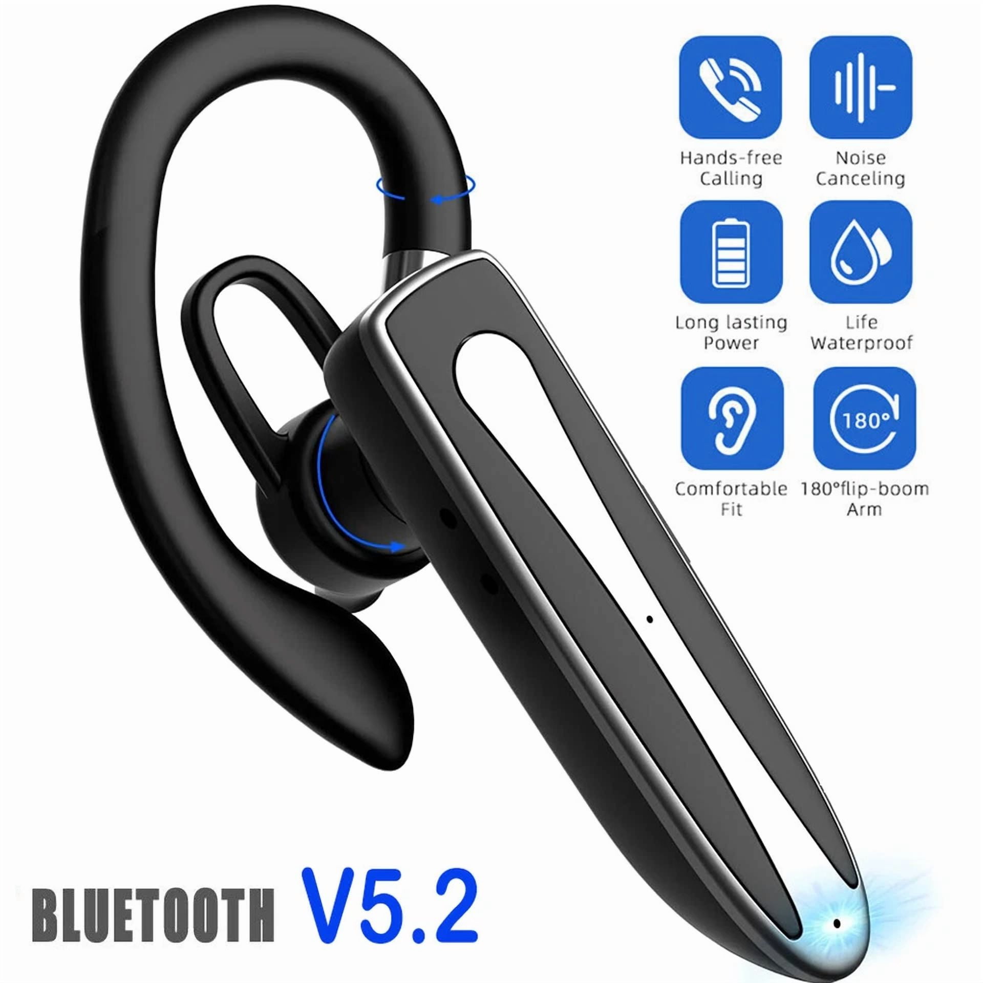 RHEA- Wireless Headphone Bluetooth Single Ear Hook Business Earpiece Earbud With Mic