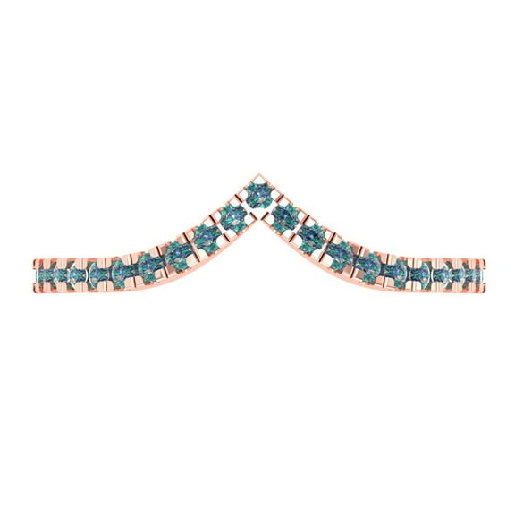 0.1725 ctw Wedding Band for Women - 18K Rose Gold Blue Moissanite Stackable Eternity Ring