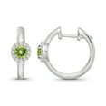 thumbnail image 4 of ARAIYA JEWELRY Sterling Silver Diamond and Peridot Halo Hoop Earrings for Women, 4 of 8