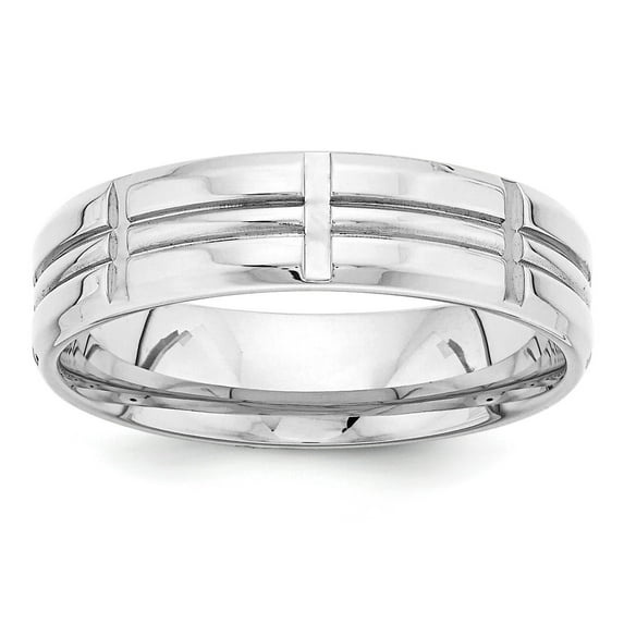 14k White Gold Light Comfort Fit Fancy Band - Size 12