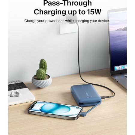 belkin BPB021fqBL BoostCharge 20Wケーブル内蔵 モバイルバッテリー10000mAh ブルー