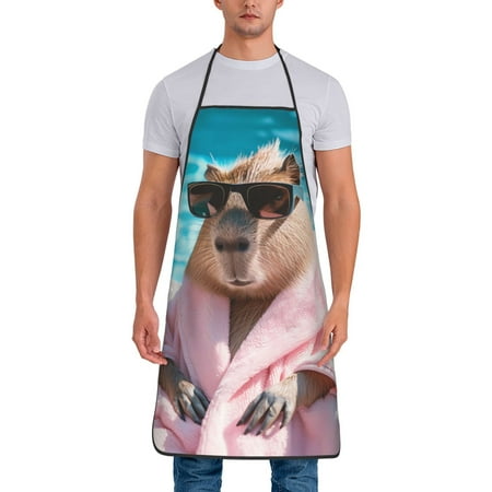 

Junzan Island Vacation Guinea Pig Print Kitchen Cooking Aprons Chef Apron for Men and Women Professional for Cooking Bib Aprons for Kitchen/Crafting/BBQ/Drawing