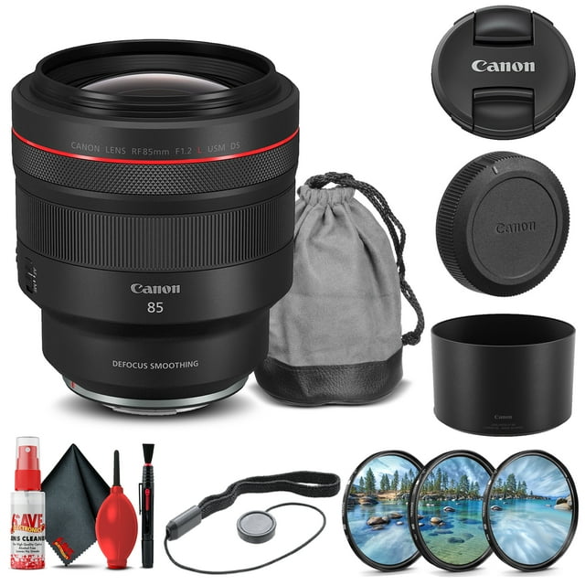 Canon RF 85mm F/1.2L USM DS Lens (3450C002) + Filter Kit + Cap Keeper + More(International Model)