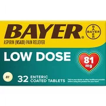 Bayer Low Dose Aspirin 81 MG Enteric Coated Talblets. (Pack of 20)