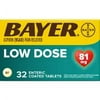 Bayer Low Dose Aspirin 81 MG Enteric Coated Talblets. (Pack of 4)