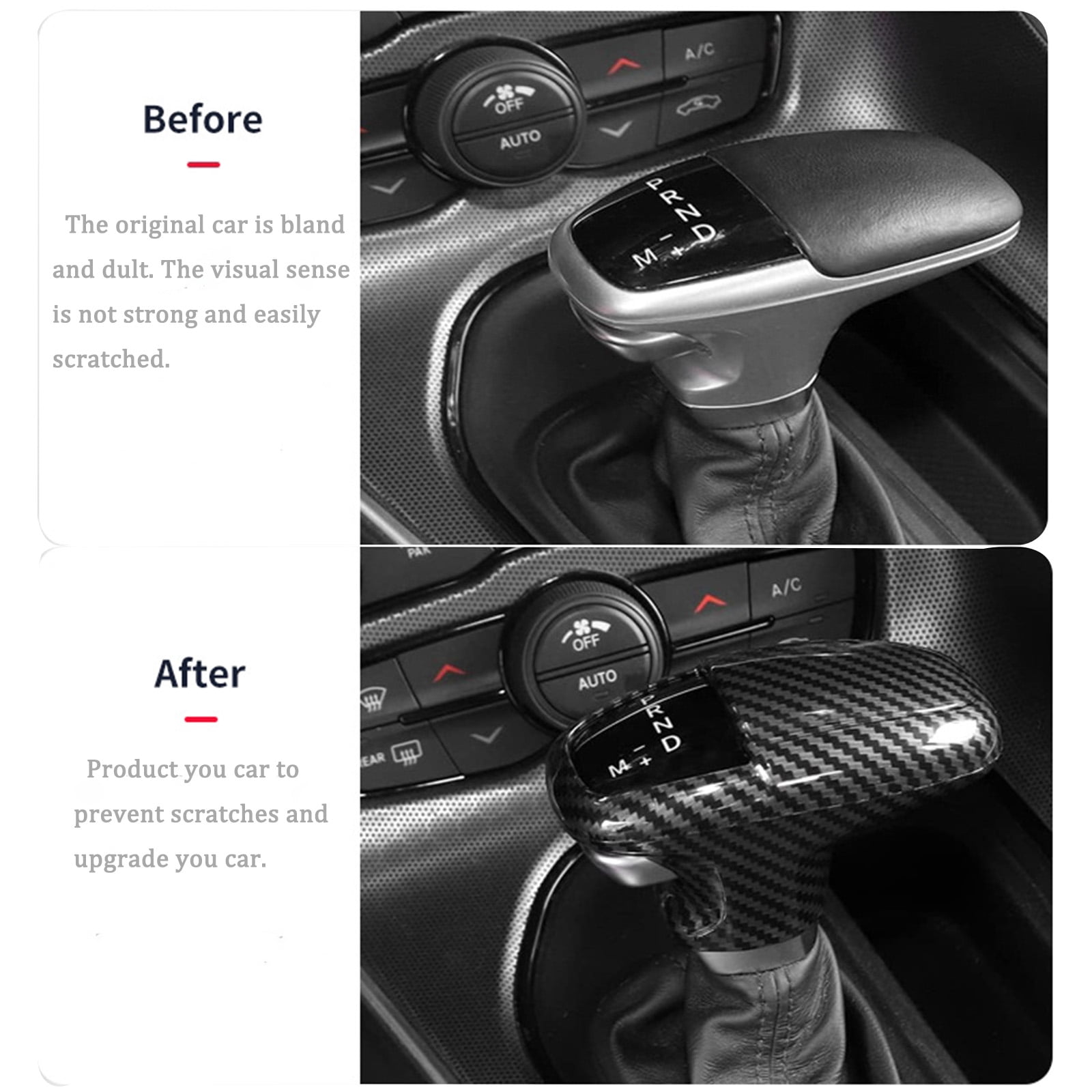Gear Shift Knob Cover Car Shifter Protector Cover Interior Accessories For 2015-2022 Dodge Challenger Charger, 2018-2022 Dodge Durango-black