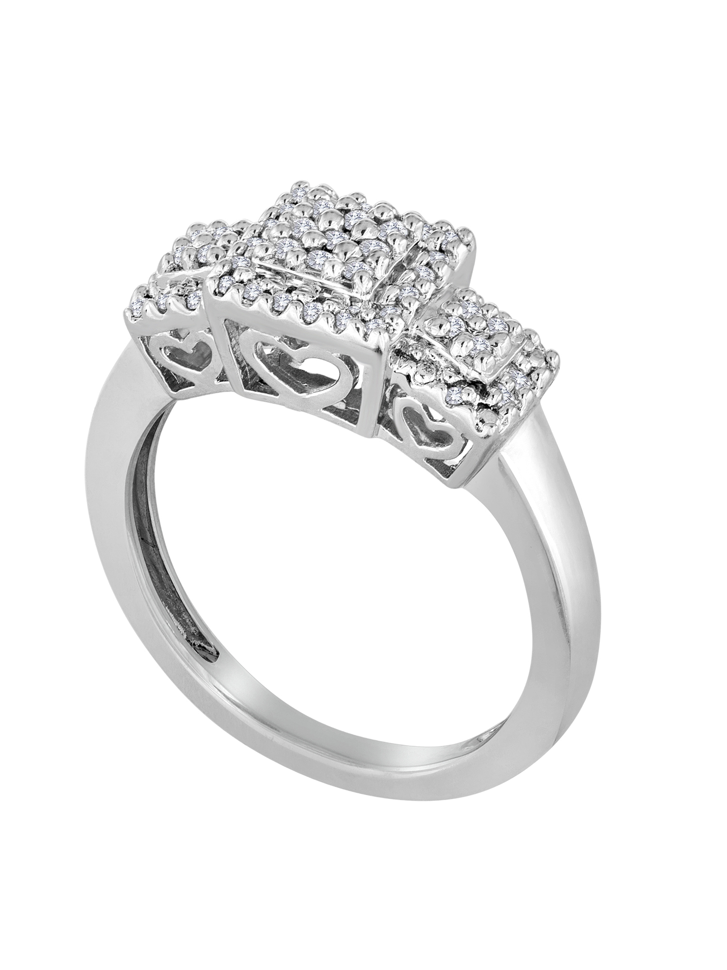 1/6 Carat T.W. Diamond Sterling Silver 3-Station Ring - image 2 of 3