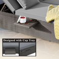 thumbnail image 5 of Outdoor Rattan Sunbed,Wicker Daybed with Cup Tray,All Weather Patio Reclining Chairs with Adjustable Backrest,Patio Furniture Set with Padded Cushions and 2 Pillows,for 2 Person, 5 of 9