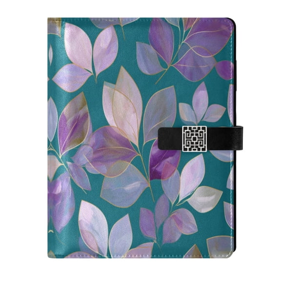 Leather Planner Leather Notebook Notebook Journal Binder Design Pen Pocket Design Convenient for Storage Stylized Violet Sprigs
