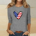 thumbnail image 2 of Dagegui Heart Flag Graphic Tshirts for Women 4th of July Independence Trendy Shirts 3/4 Sleeve Patriotic Tee Tops Casual Outdoor Loose Fit Breathable T-Shirts, 2 of 4