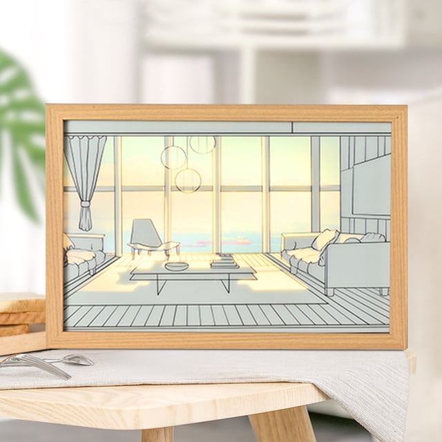 Decoración acrílica Luz LED Pintura Adorno Resplandor Pintura Lámpara de mesa Arte de la pared Regalo Hugtrwg Para estrenar