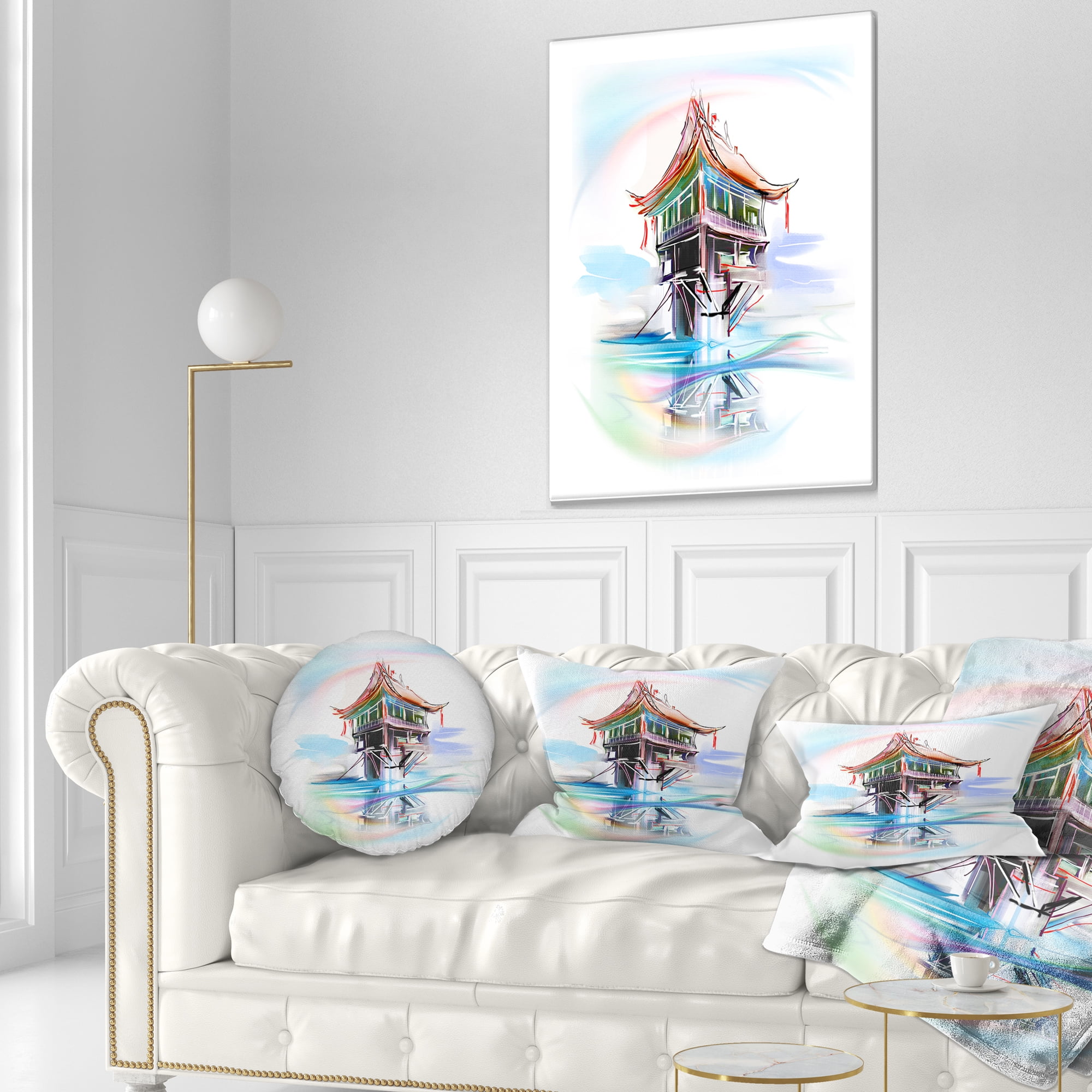 Designart Pagoda in Vietnam - Abstract Throw Pillow - 12x20