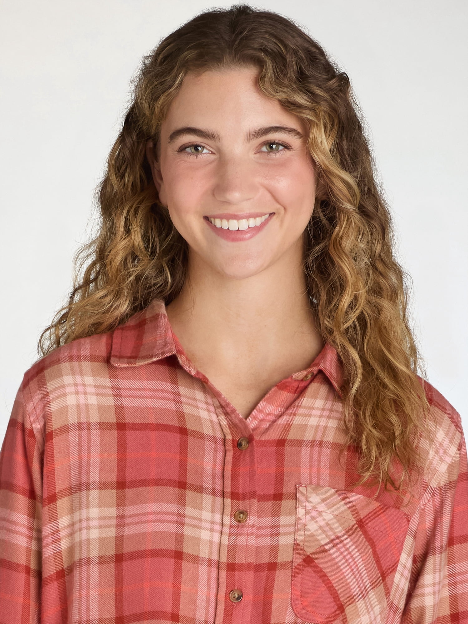 Time and Tru Women's Flannel Shirt with Long Sleeves, Sizes S-XXXL