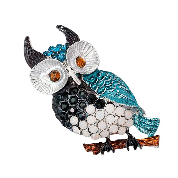 Broche Pin de Aleación Diseño Búho - Delicado, Elegante Modelo Adornos - Azul Negro , 2.2x5cm Sunnimix Animal Bird Brooch