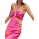 thumbnail image 4 of VISgogo Vestido sin mangas con cuello halter para mujer, atado con pliegues sin espalda Raya de cebra / Recorte con estampado de flores de una sola pieza VISgogo moda, 4 of 5
