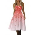 thumbnail image 4 of Vintage Valentine Heart Print Party Dresses For Women Round Neck A-Line Sleeveless Midi Dress Hot Pink L, 4 of 4