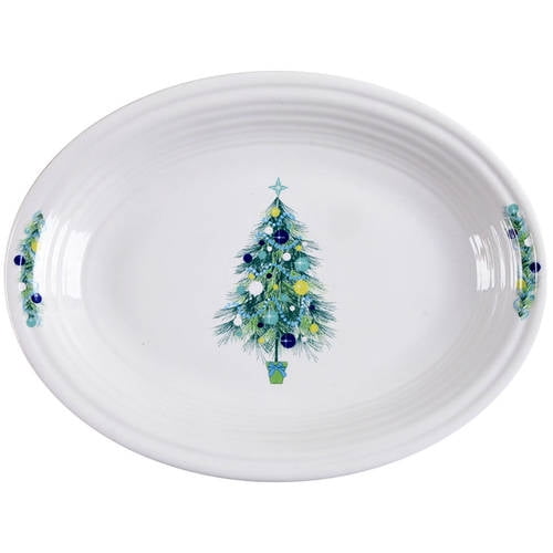 Open Box Homer Laughlin Fiesta Blue Christmas Tree Oval Serving Platter 11855278