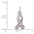thumbnail image 4 of FB Jewels Sterling Silver Rhodium-plated Enameled Pink Ribbon Charm, 4 of 4