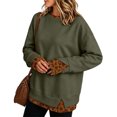 thumbnail image 5 of Trgacdwlo Womens Oversized Crewneck Sweatshirt Fake Two‑piece Leopard Print Trim Pullover Shirt Side Split Fall Winter Women Sweatshirt, 5 of 5