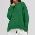 thumbnail image 5 of HAPIMO Women's Workout Solid Color Blouses Crew Neck Sweatshirts Fall Loose Ribbed Sweaters Tops Long Sleeve Cotton Lined Tees Casual Knitted Fashion Green OneSize, 5 of 5