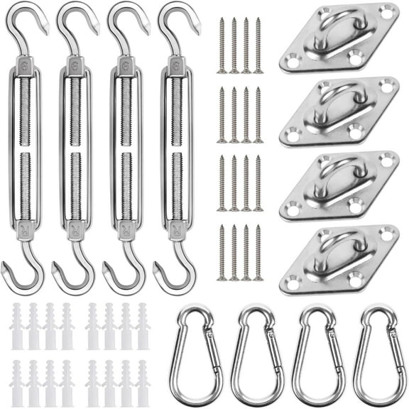 44 Pcs Sun Shade Sail Hardware Kit for Triangle Rectangle Sun Shade Sail Installation,for Patio, Garden Outdoors D