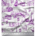 thumbnail image 1 of Soimoi Velvet Fabric Eiffel Tower,Train & Bicycle Transport Fabric Prints by Yard 58 Inch Wide, 1 of 1