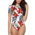 thumbnail image 2 of Picia Lilies Flowers Womens One Piece Swimsuits Modest Tummy Control Bathing Suits Lace Up Slimming Swim Suit-X-Large, 2 of 9