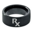 thumbnail image 2 of Tungsten Medical Prescription Pharmacy Symbol Band Ring 9mm Men Women Comfort Fit Black Flat Cut Brushed Polished, 2 of 4