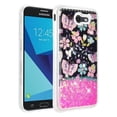 thumbnail image 2 of Samsung Galaxy J7 (2017) / J7 Sky Pro / J7 Perx / J7 V / J7 Prime / Galaxy Halo Case, BLING Hybrid Liquid Glitter Quicksand Rubber Silicone Gel TPU Protector Hard Cover - Phone Case - Pink Butterfly, 2 of 2