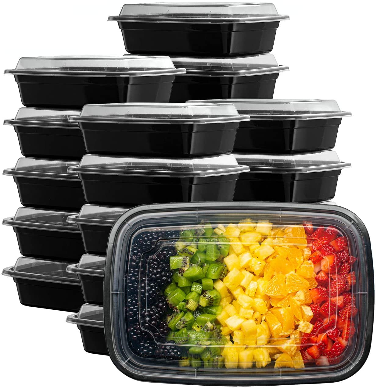 Pack of 16 Plastic Food Container with Airtight Lids Bento Lunch Box Round 