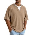 thumbnail image 2 of Fanshiluo Men's V Neck Drop Shoulder Short Sleeve T-Shirt, Fake Two-Piece Loose Casual Top,Size:XXXXL,Big and Tall Men, 2 of 7